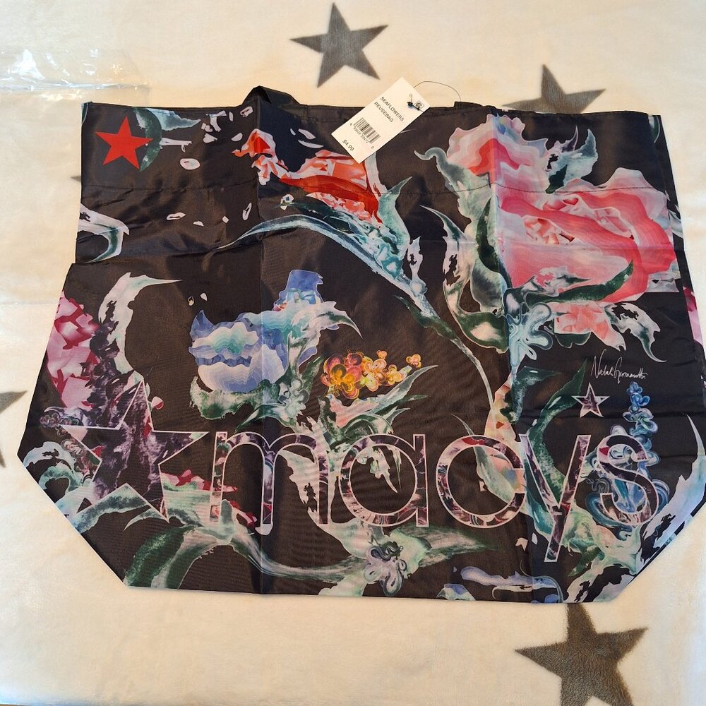 MACY'S Reusable Shopping Tote Bag "From Beach to Bag" Oceancycle, Floral New!